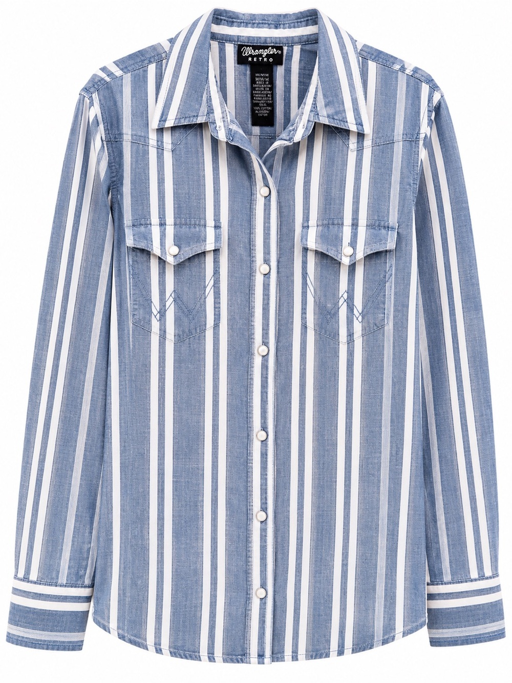 Wrangler Retro Women's Blue & White Stripe Button-Up Shirt